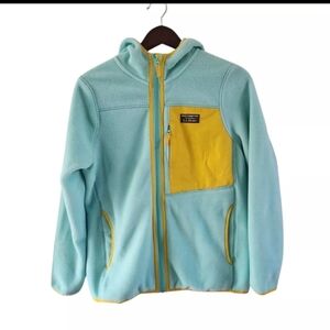 LL Bean Mountain Classic Fleece Hooded Full Zip Jacket S Petite Jade Yellow